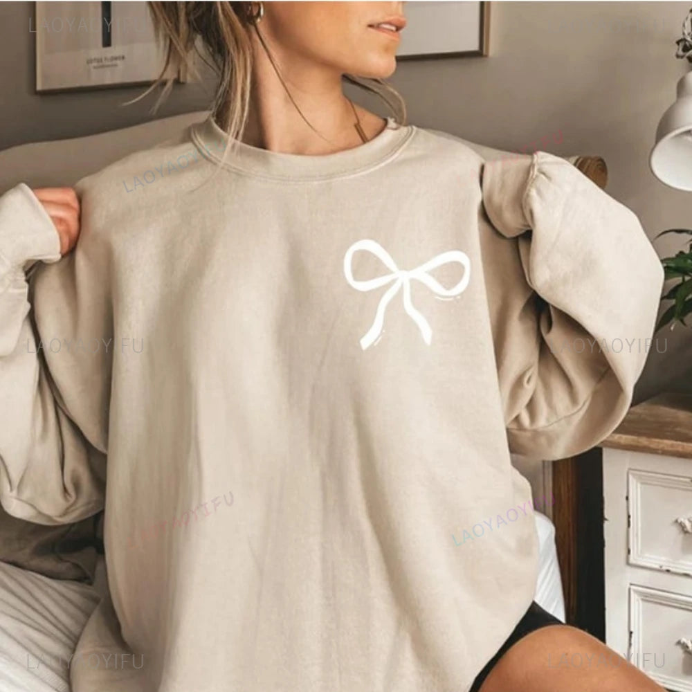 Coquette Bow Sweatshirt - Pink Ribbon Crewneck - ClothesComing
