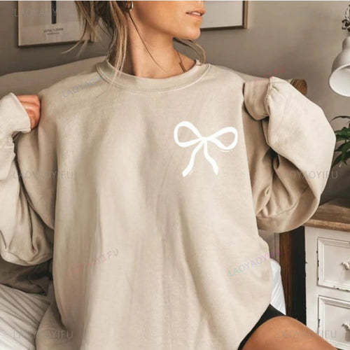 Coquette Bow Sweatshirt - Pink Ribbon Crewneck - ClothesComing