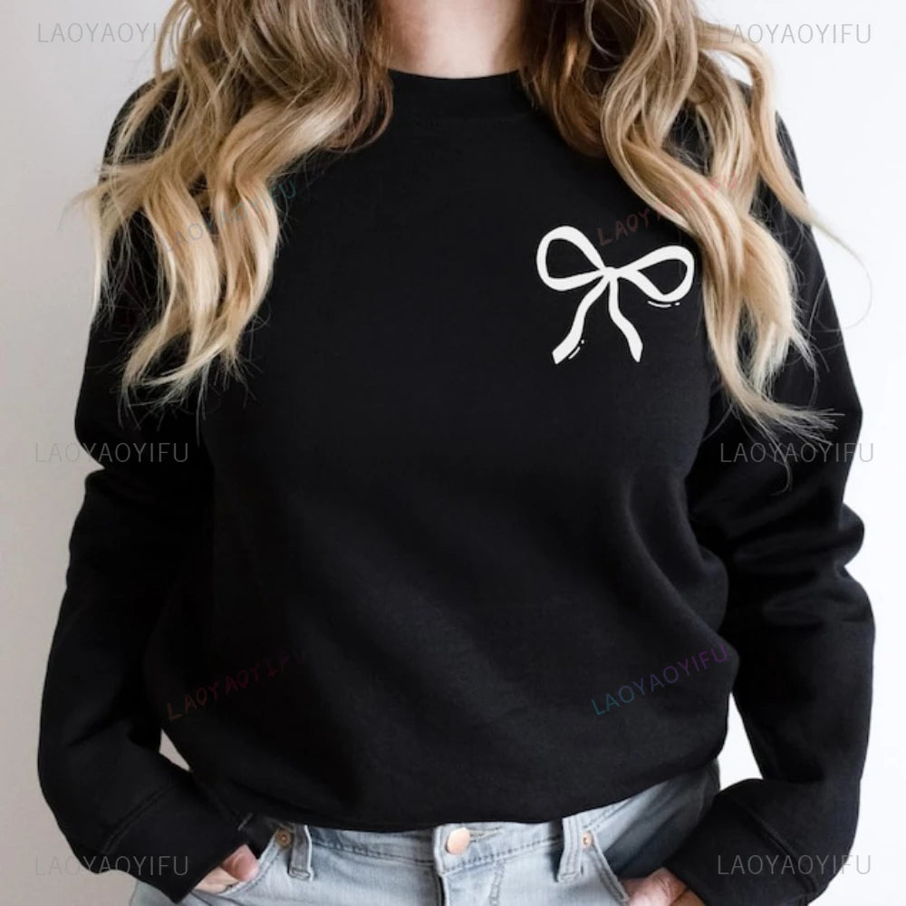 Coquette Bow Sweatshirt - Pink Ribbon Crewneck - ClothesComing