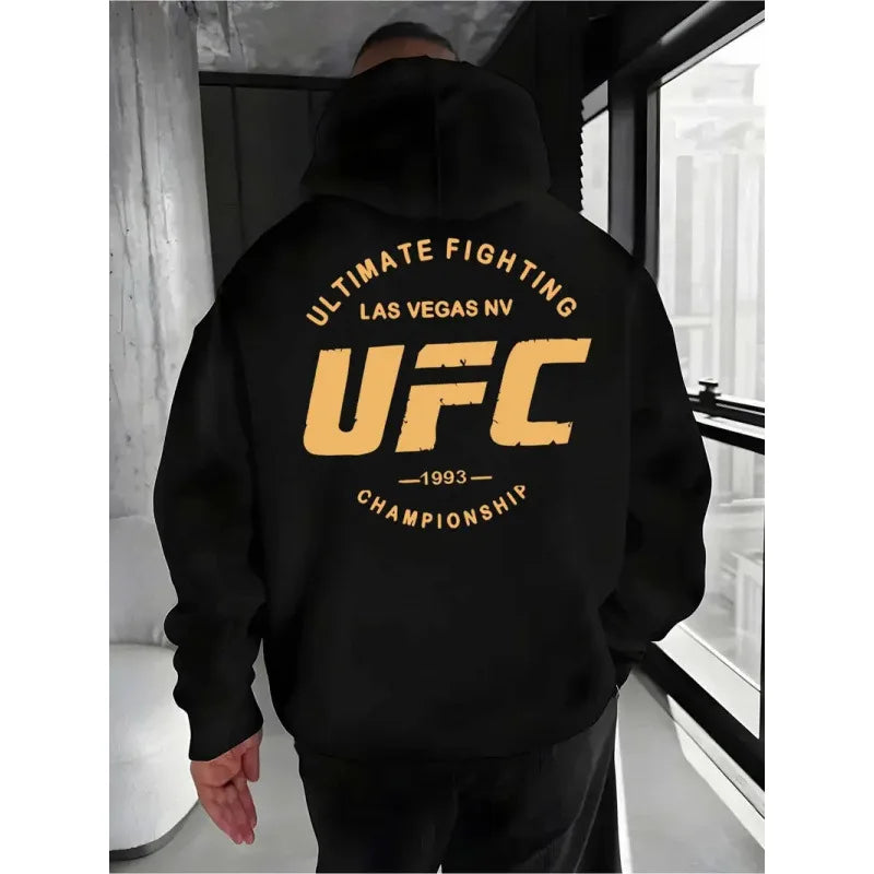 UFC Print Hoodie - Retro Casual Streetwear Sweatshirt - ClothesComing