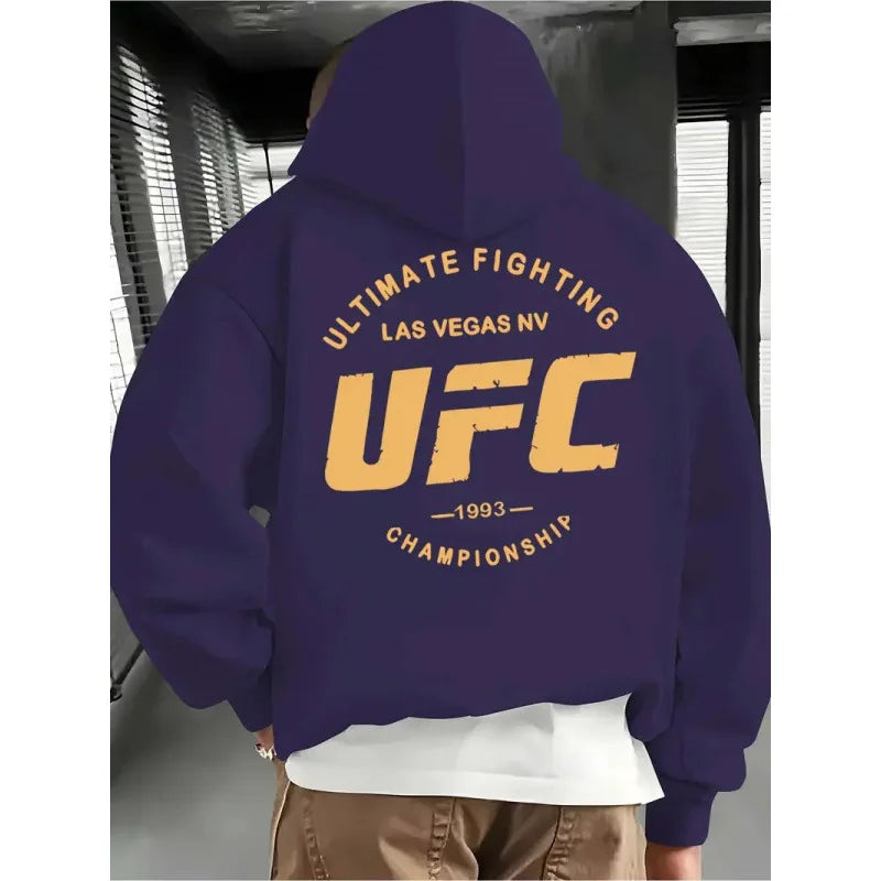 UFC Print Hoodie - Retro Casual Streetwear Sweatshirt - ClothesComing